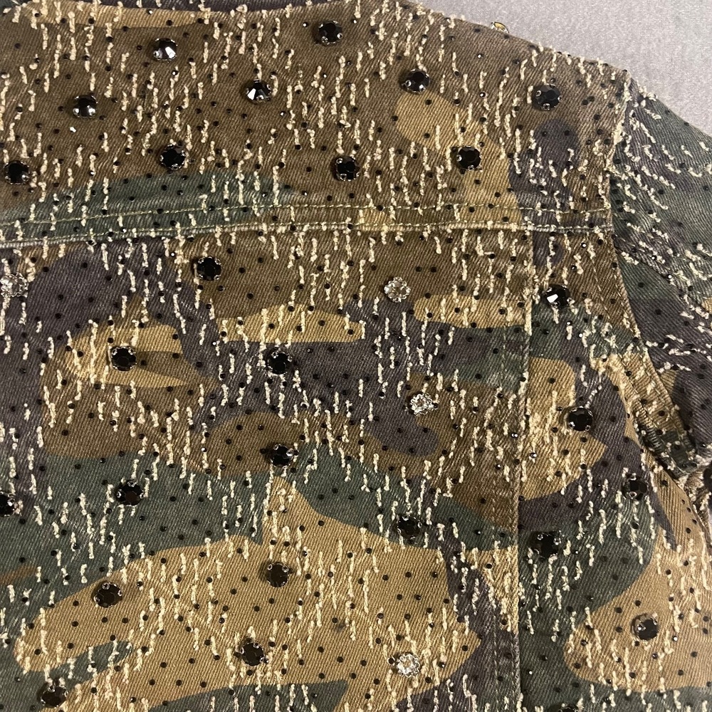 GUAPI Kids 3T Camo Distressed Rhinestone Crystal Denim Jacket Embellished - Picture 14 of 16